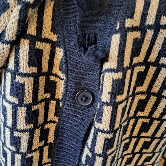 3X Geometric Print Distressed Trendy Threads | Cardigan |Black Bronze/Gold | NWT - Picture 6 of 16